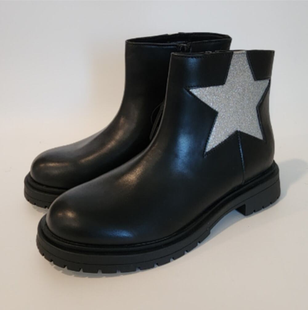 Wonder Nation Girls Size 5 Glitter Star Chelsea Boots Black New